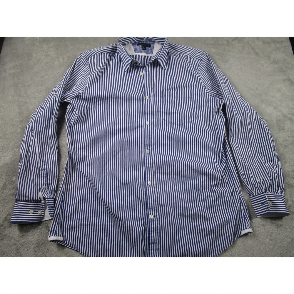 Banana Republic Shirt Mens XL‎ Blue Checked Button Up Long Sleeve Cotton